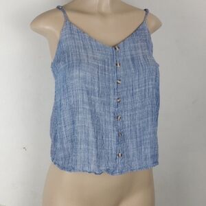 Becaal Blue Striped Babydoll Tank Top Small